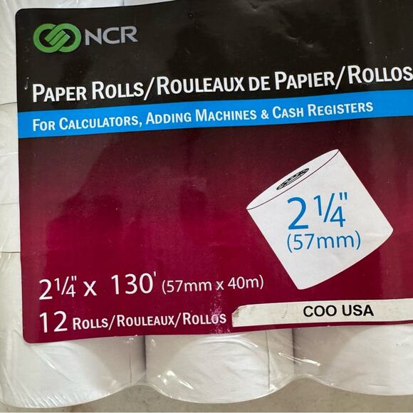 NCR 2 1/4" x 130" white paper 12 rolls cash registers calculators adding machine - Picture 3 of 5